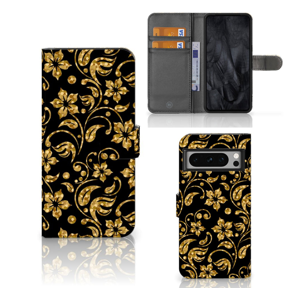 Google Pixel 8 Pro Hoesje Gouden Bloemen