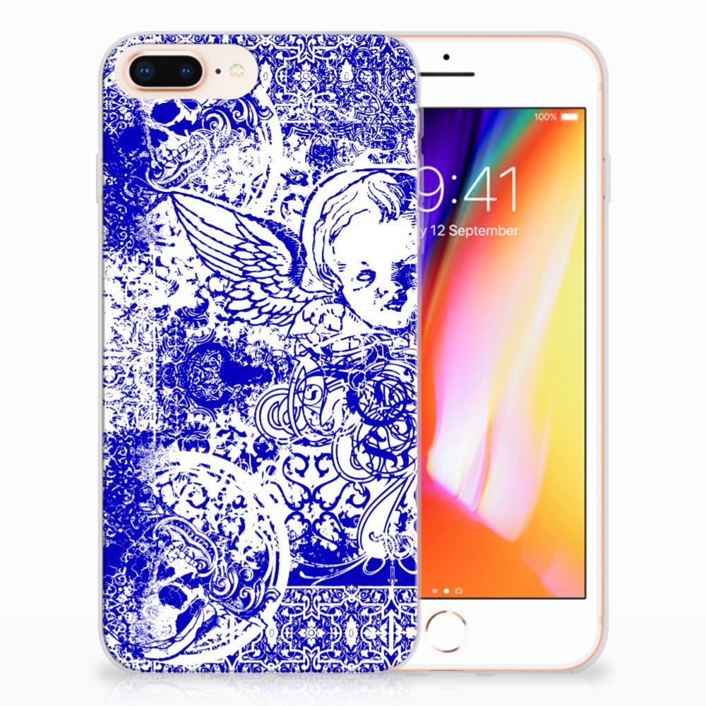 Silicone Back Case Apple iPhone 7 Plus | 8 Plus Angel Skull Blauw