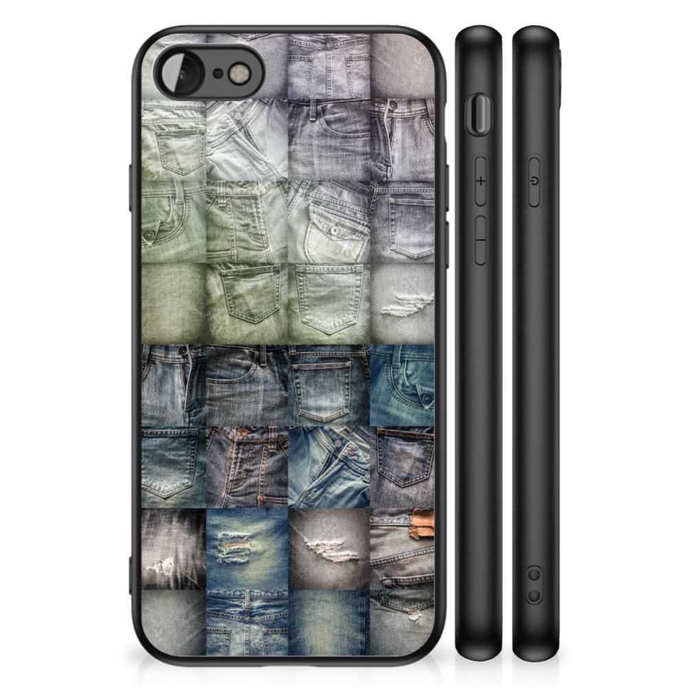 GSM Cover iPhone SE 2022 | SE 2020 | 7/8 Spijkerbroeken met denim patroon en schokabsorberend TPU materiaal.