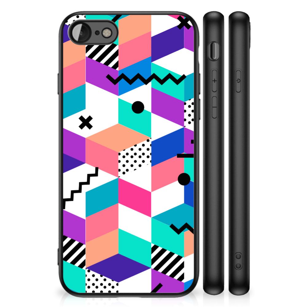 iPhone SE 2022 | SE 2020 | 7/8 Backcover Blokken Kleurrijk patroon in abstracte stijl voor Apple iPhone.