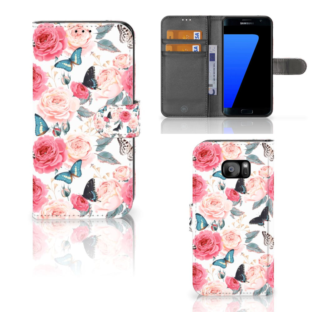 Samsung Galaxy S7 Edge Hoesje Butterfly Roses