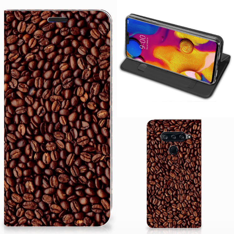 LG V40 Thinq Flip Style Cover Koffiebonen