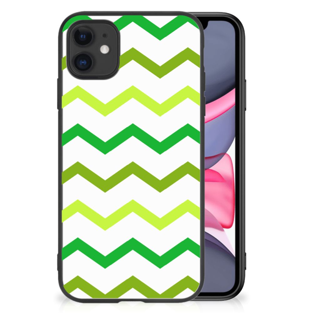 iPhone 11 Back Case Zigzag Groen
