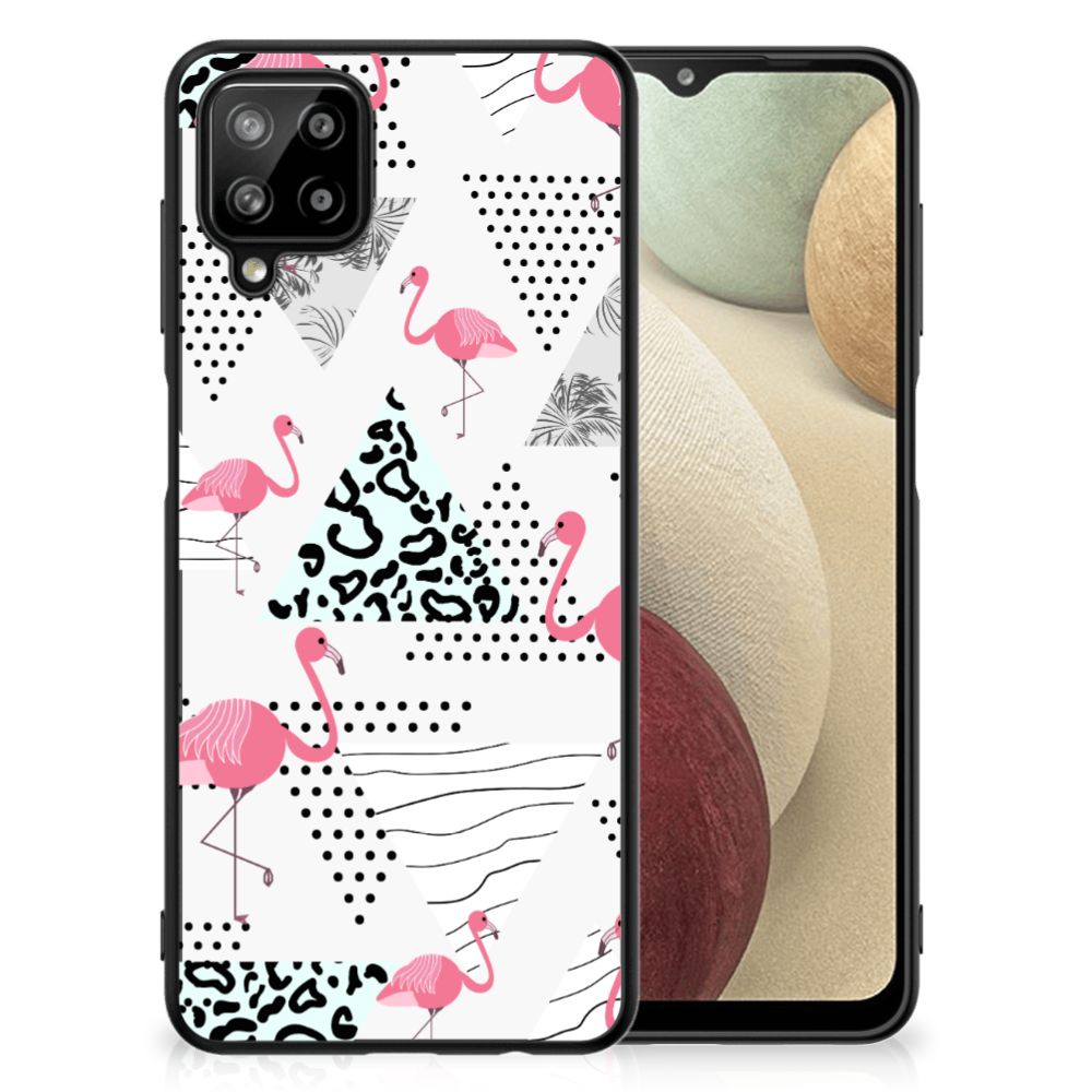 Samsung Galaxy A12 Dierenprint Telefoonhoesje Flamingo Triangle