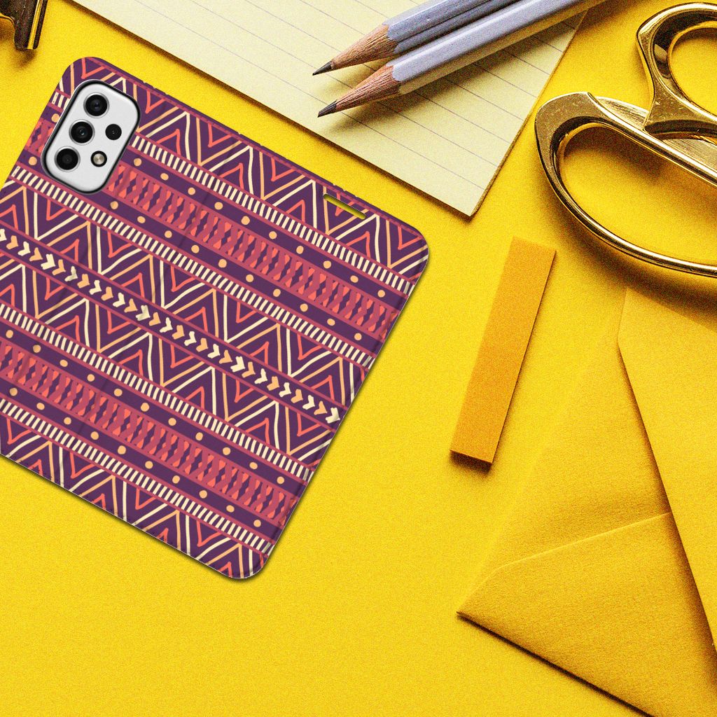 Samsung Galaxy A23 Hoesje met Magneet Aztec Paars - B2C Telecom