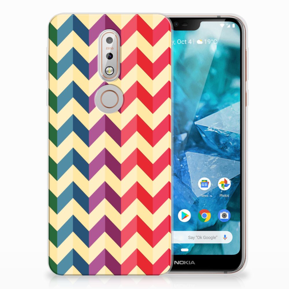 Nokia 7.1 TPU bumper Zigzag Multi Color