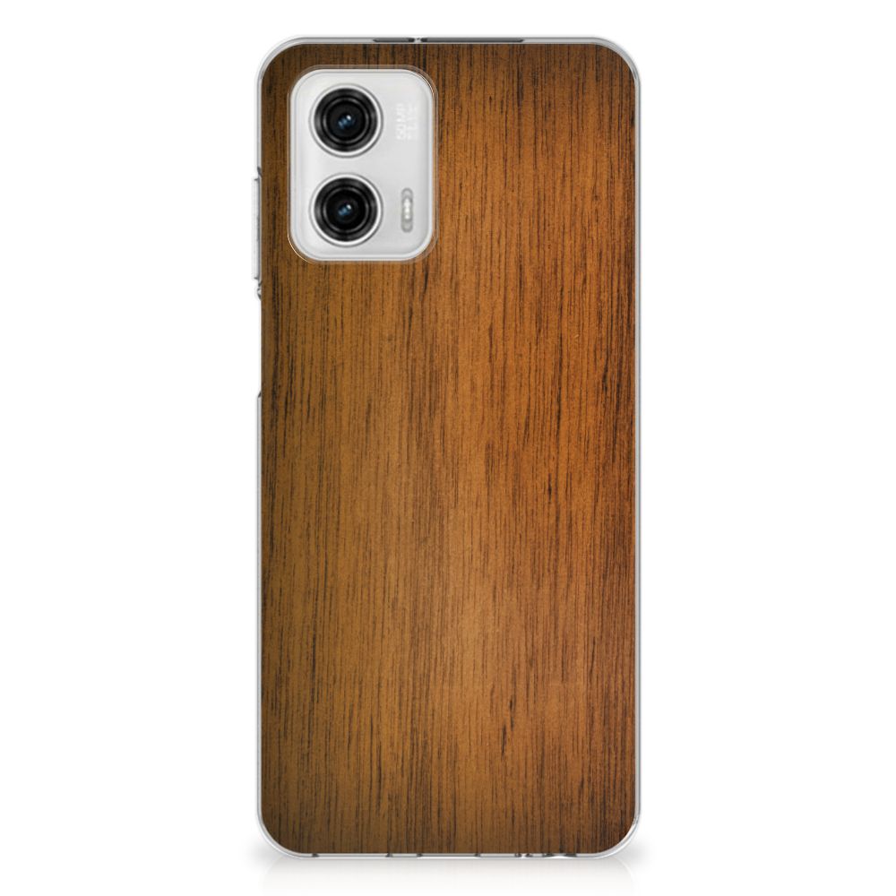 Motorola Moto G73 Bumper Hoesje Donker Hout