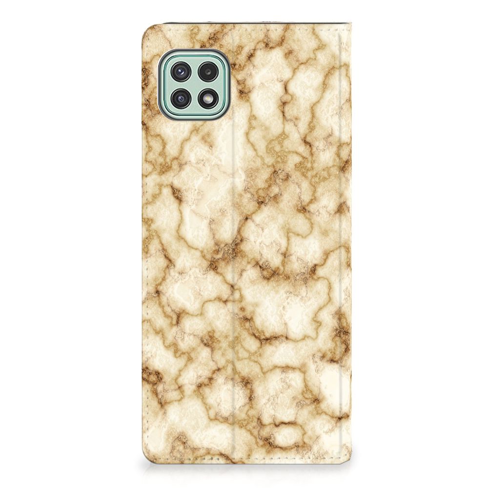 Samsung Galaxy A22 5G Standcase Marmer Goud - B2C Telecom