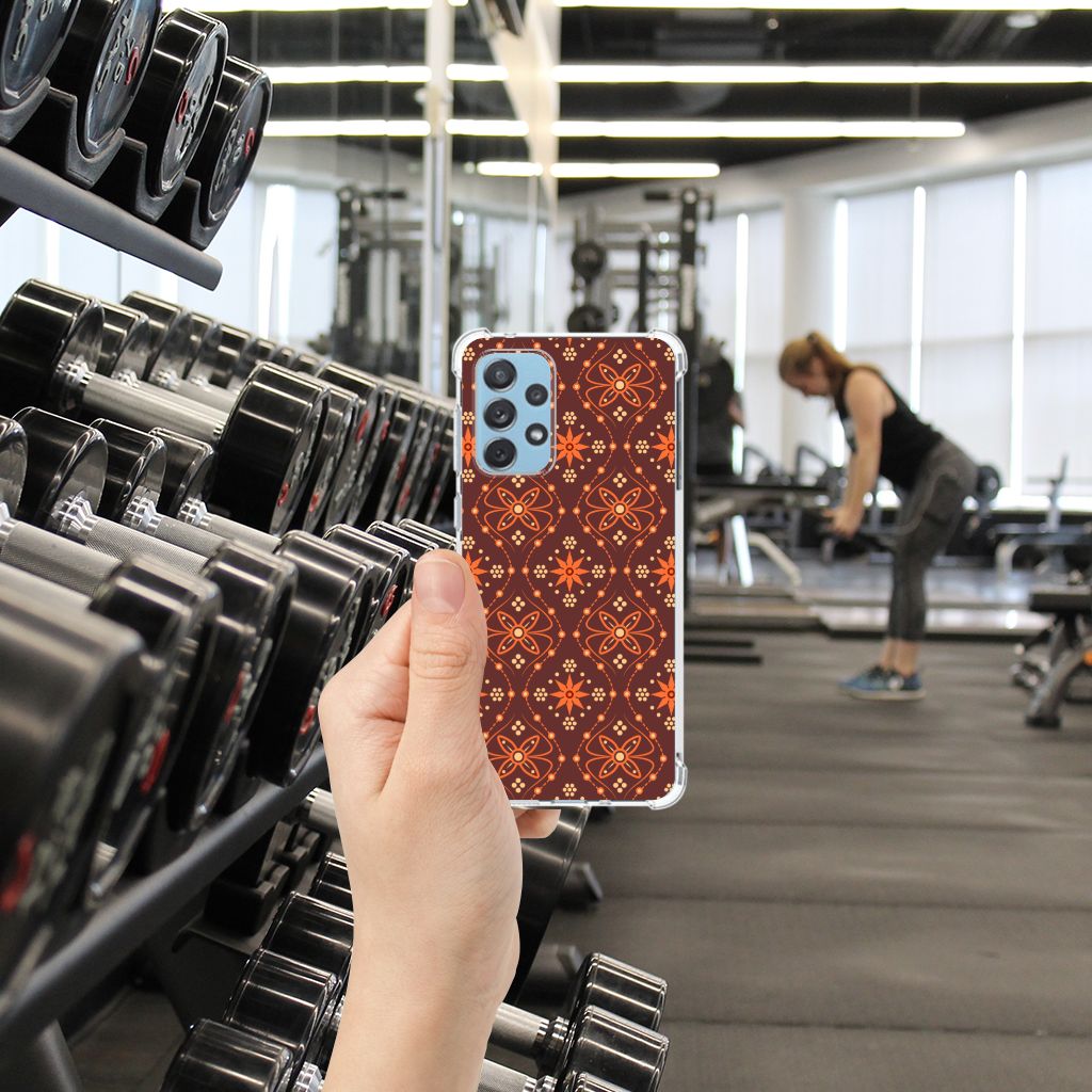 Samsung Galaxy A73 Doorzichtige Silicone Hoesje Batik Brown B2C Telecom