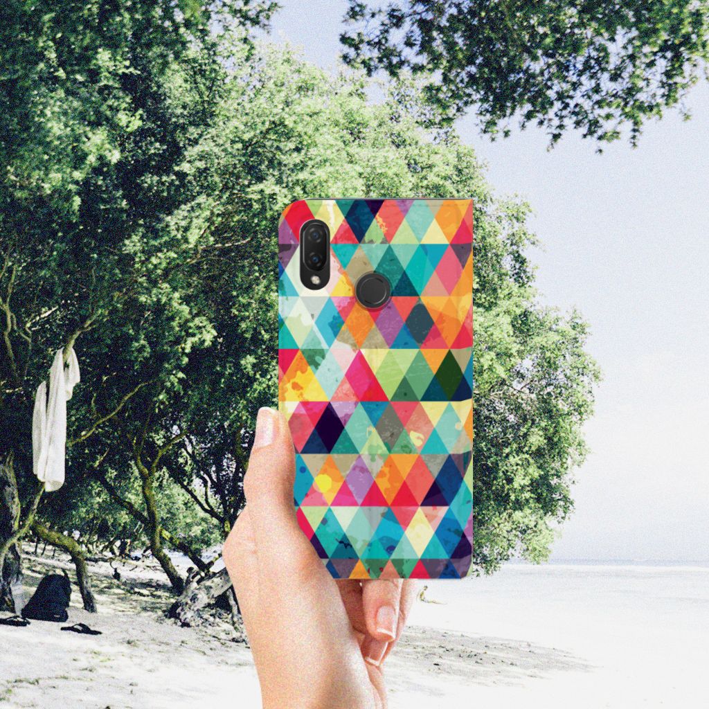 Huawei P Smart Plus Hoesje met Magneet Geruit