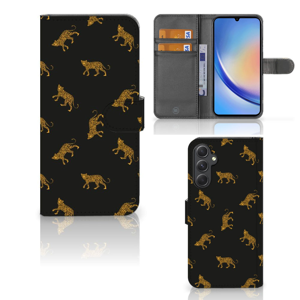 Telefoonhoesje met Pasjes voor Samsung Galaxy A24 4G Leopards