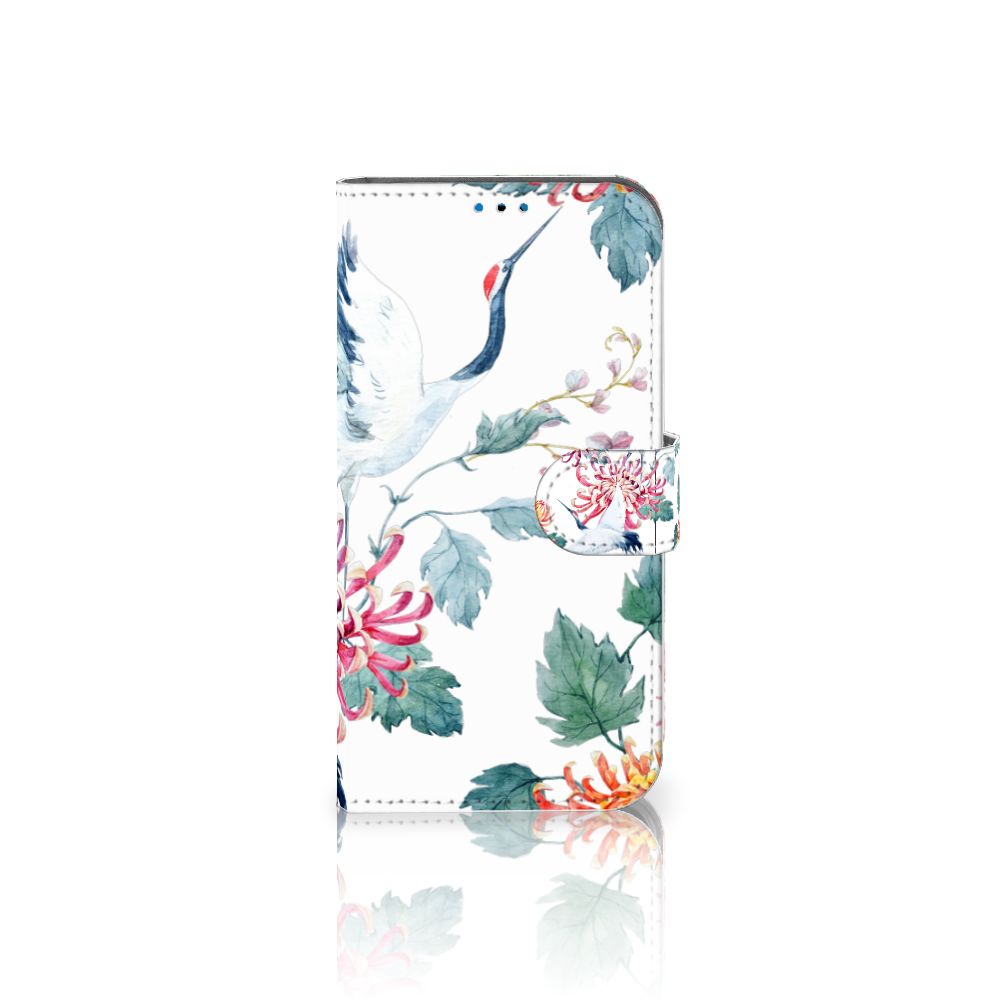 iPhone 14 Pro Telefoonhoesje met Pasjes Bird Flowers