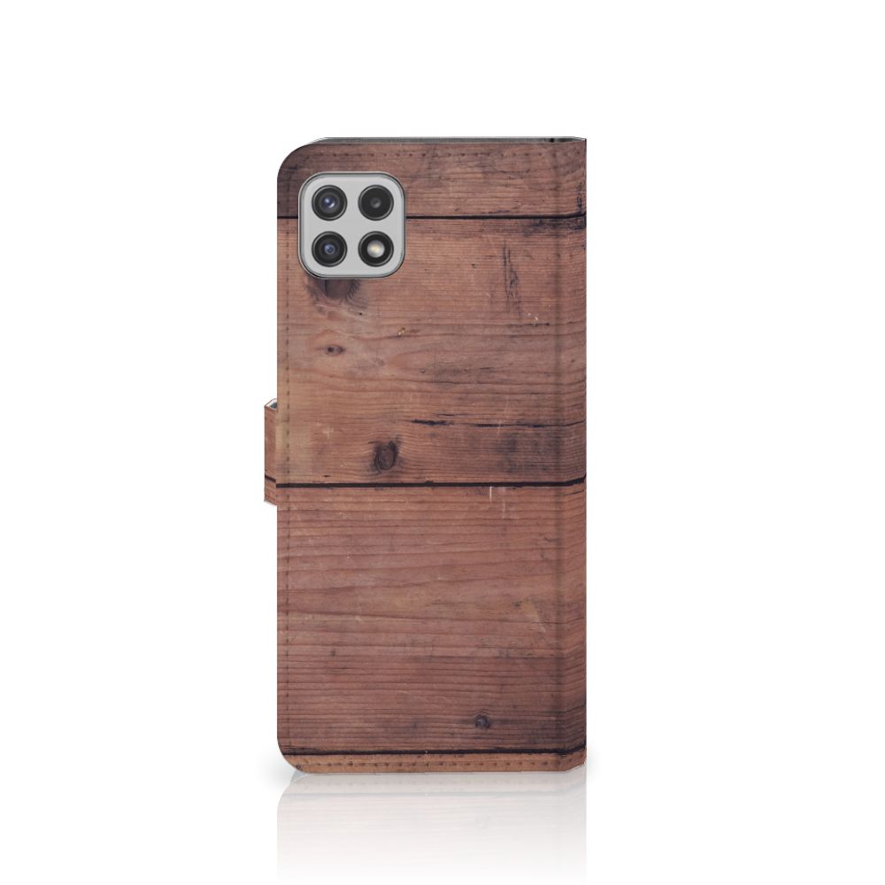 Samsung Galaxy A22 5G Book Style Case Old Wood