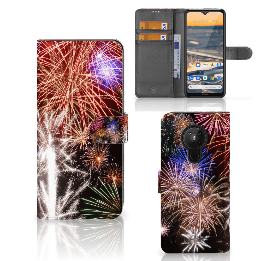 Nokia 5.3 Wallet Case met Pasjes Vuurwerk