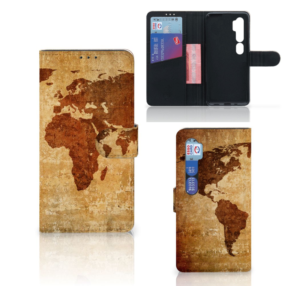 Xiaomi Mi Note 10 Pro Flip Cover Wereldkaart