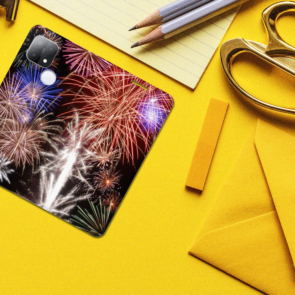 OPPO A15 Hippe Standcase Vuurwerk - B2C Telecom