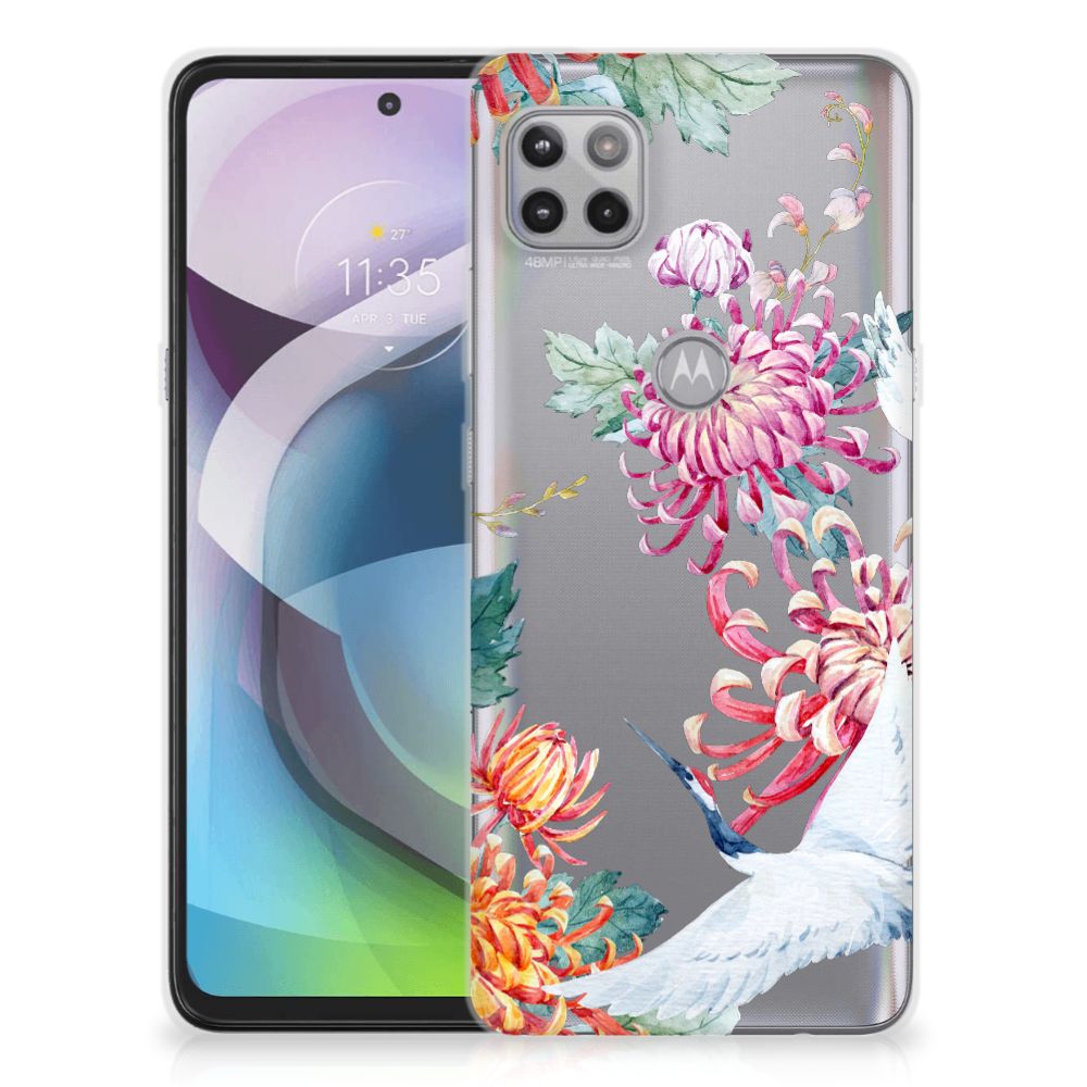 Motorola Moto G 5G TPU Hoesje Bird Flowers