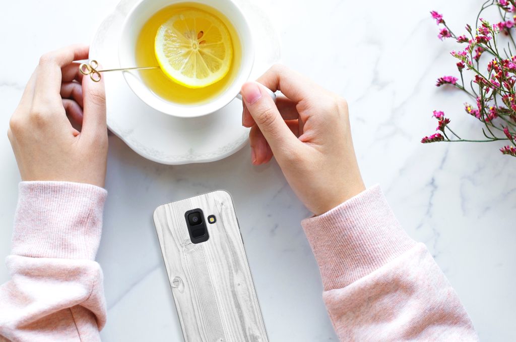 Samsung Galaxy A6 (2018) Bumper Hoesje White Wood