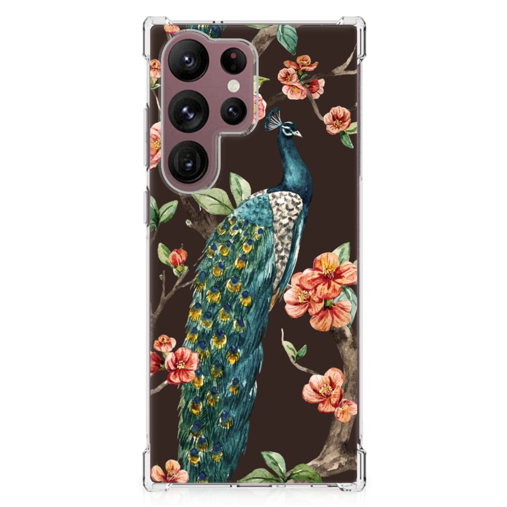 Samsung Galaxy S23 Ultra Case Anti-shock Pauw met Bloemen