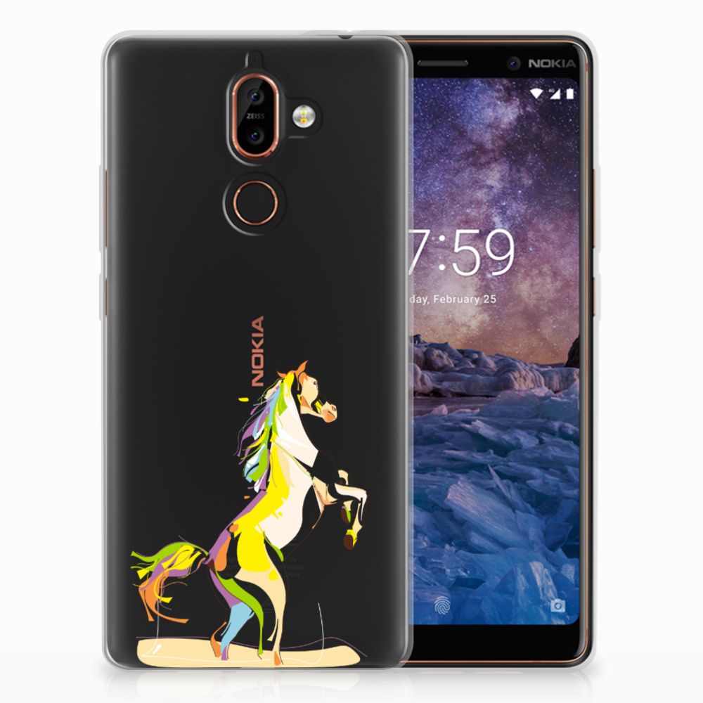 Nokia 7 Plus Telefoonhoesje met Naam Horse Color