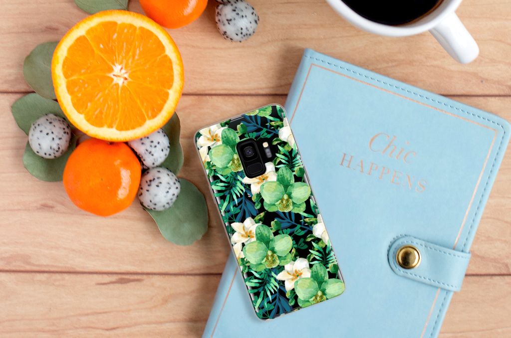 Samsung Galaxy S9 TPU Case Orchidee Groen