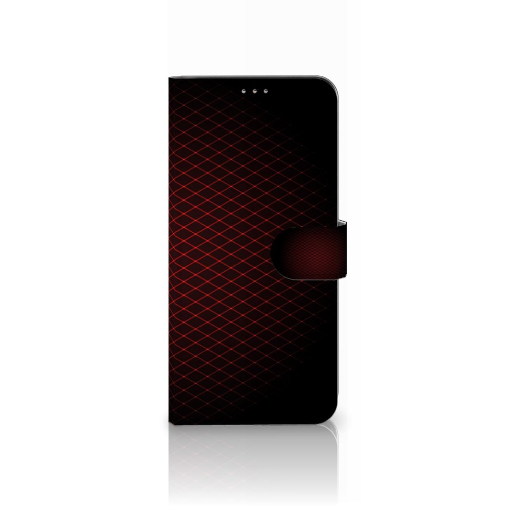 Motorola Moto G60 Telefoon Hoesje Geruit Rood met minimalistisch design en ruimte voor 3 pasjes.