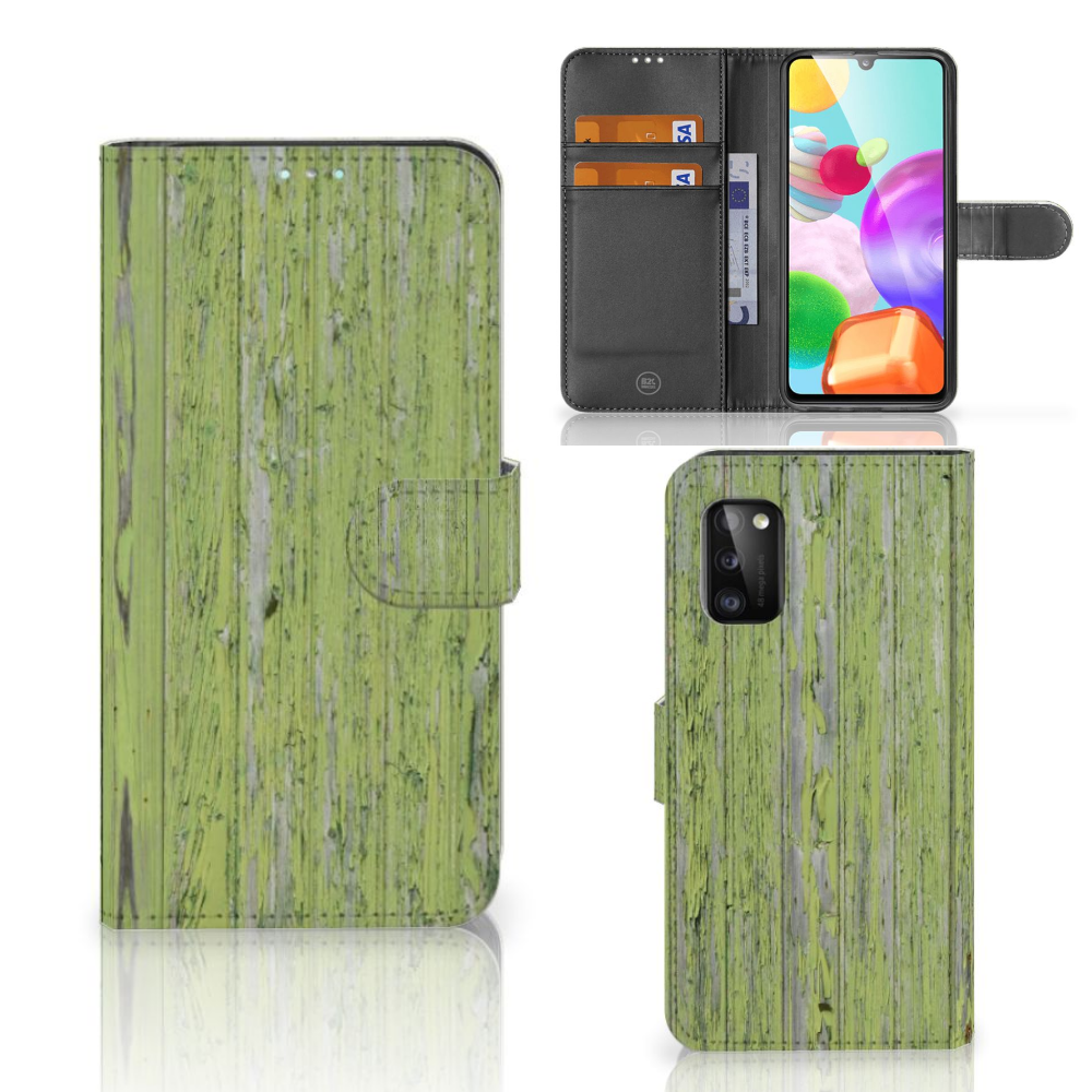 Samsung Galaxy A41 Book Style Case Green Wood