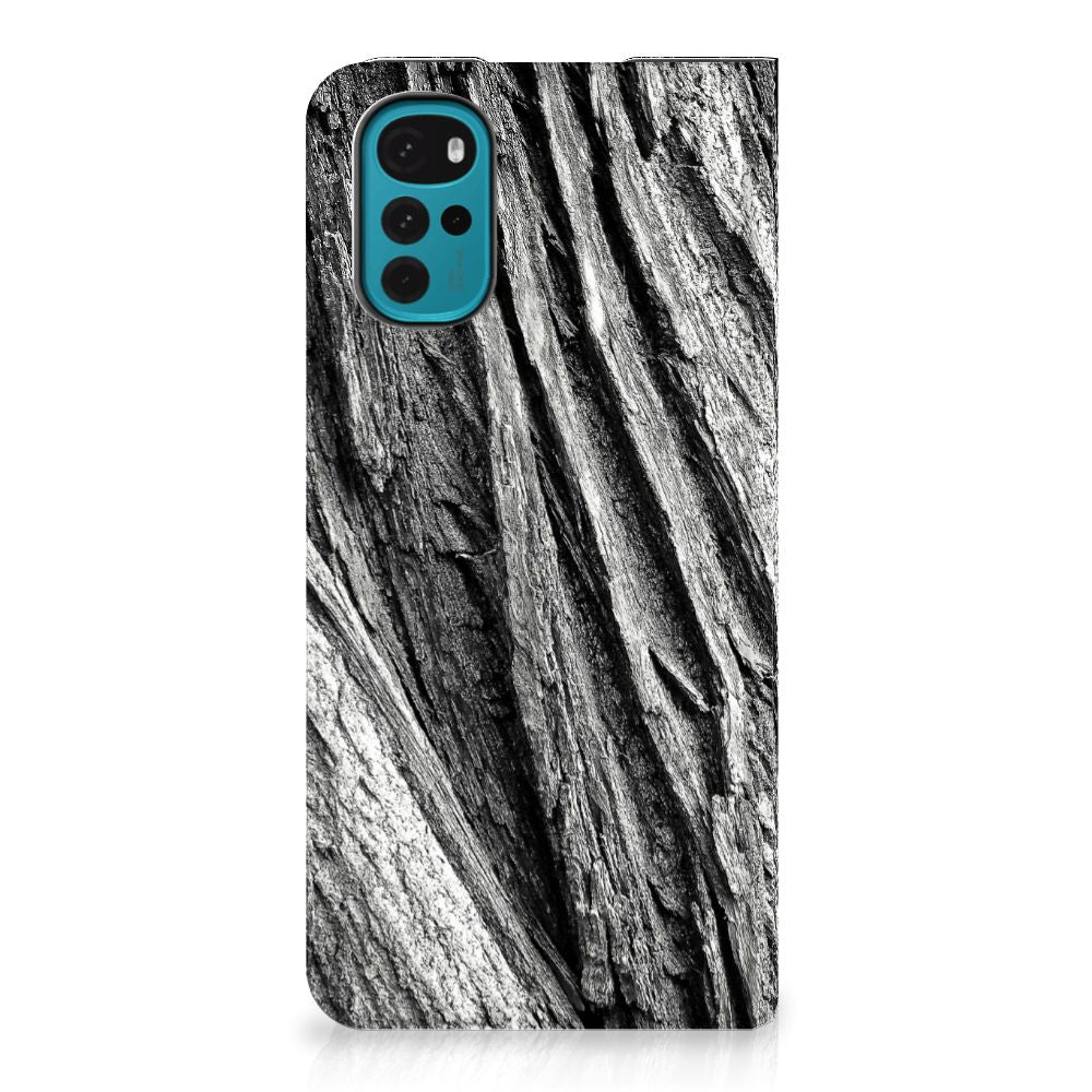 Book Wallet Case Motorola Moto G22 Boomschors Grijs - B2C Telecom