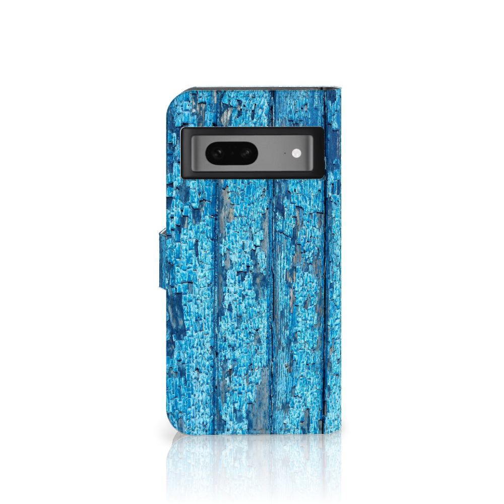 Google Pixel 7 Book Style Case Wood Blue