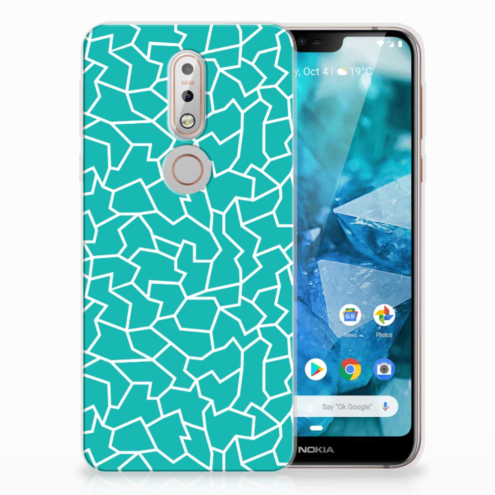 Nokia 7.1 Hoesje maken Cracks Blue