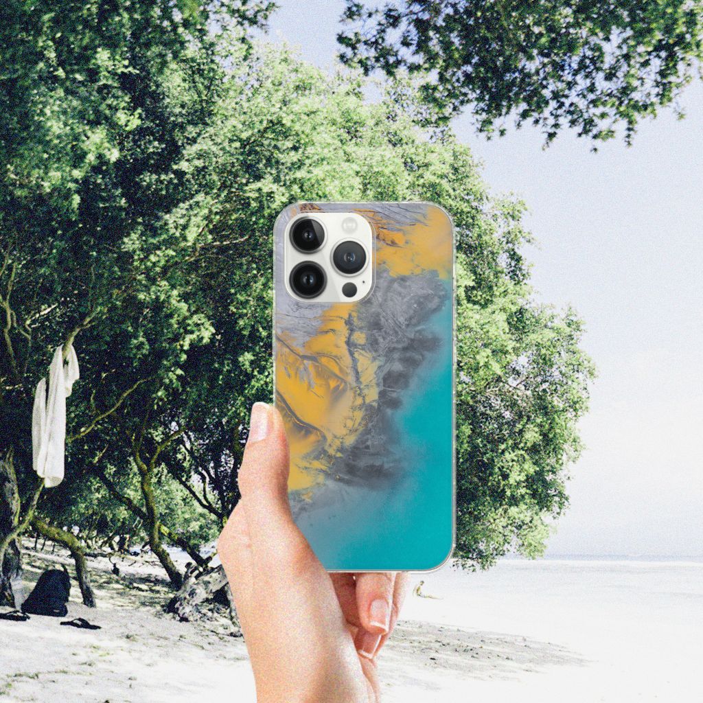 iPhone 13 Pro Max TPU Siliconen Hoesje Marble Blue Gold B2C Telecom
