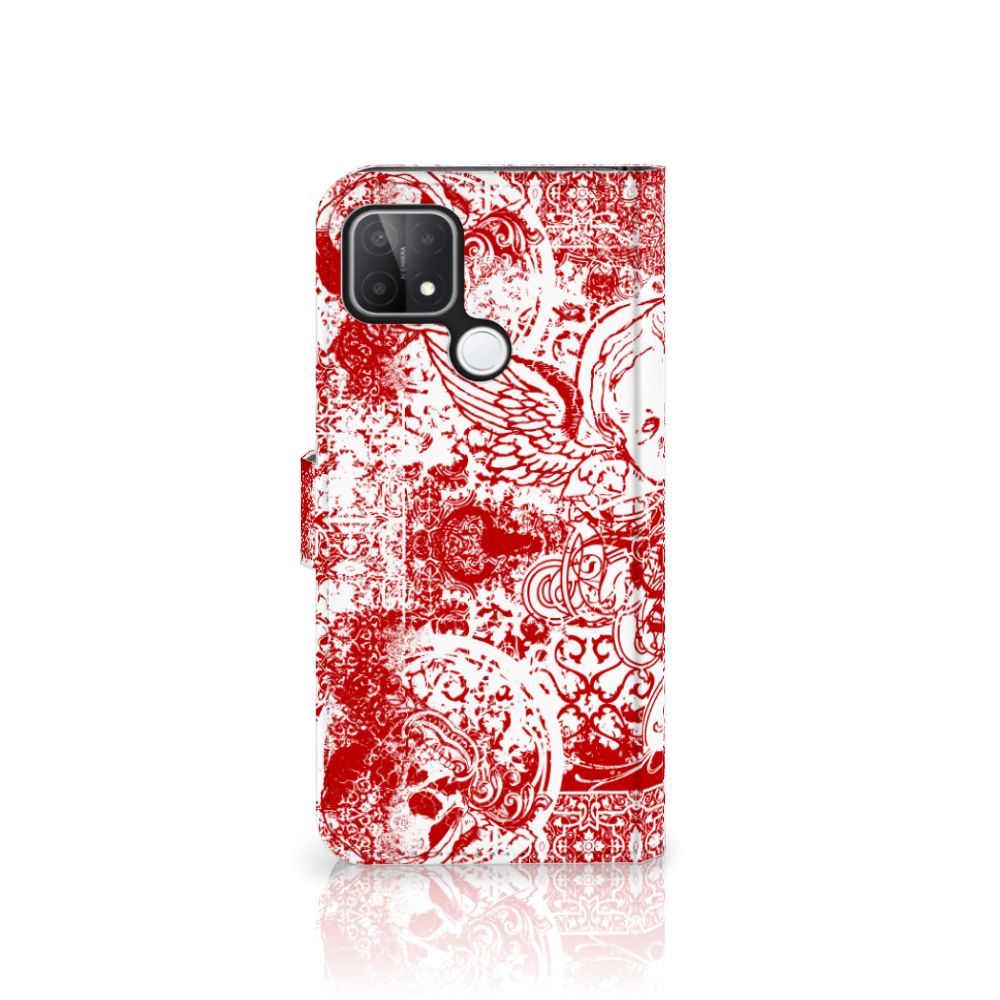 Telefoonhoesje met Naam OPPO A15 Angel Skull Rood