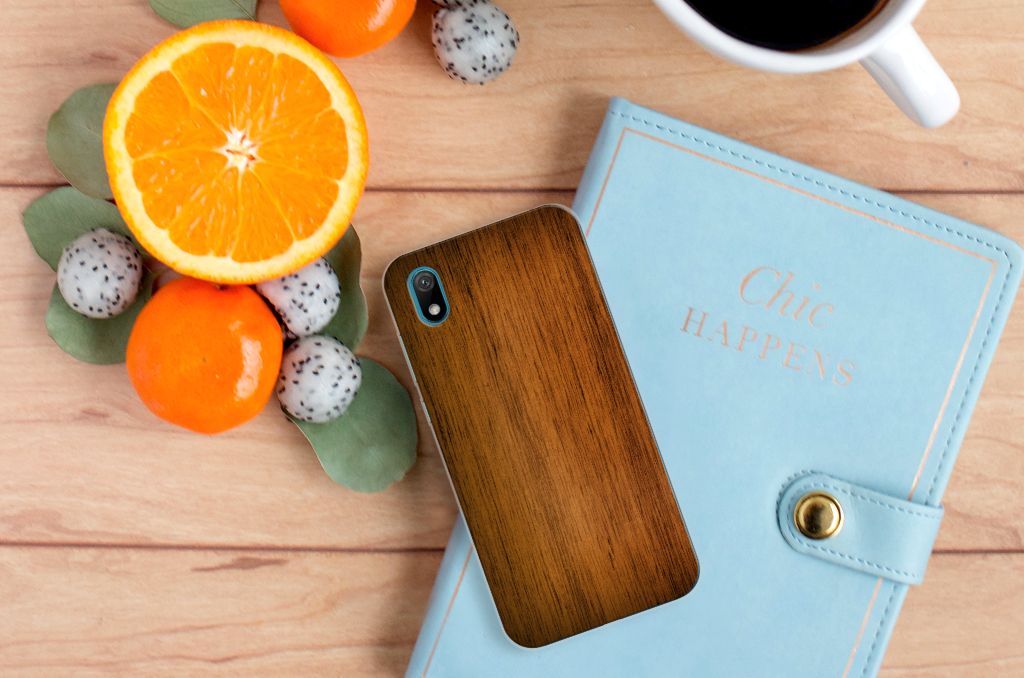 Huawei Y5 (2019) Bumper Hoesje Donker Hout