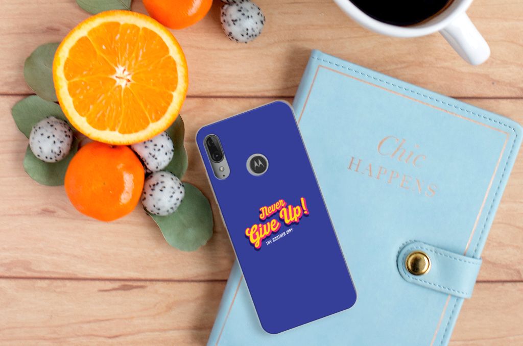 Motorola Moto E6 Plus Siliconen hoesje met naam Never Give Up