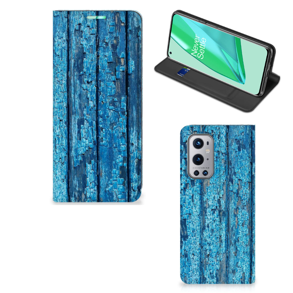 OnePlus 9 Pro Book Wallet Case Wood Blue