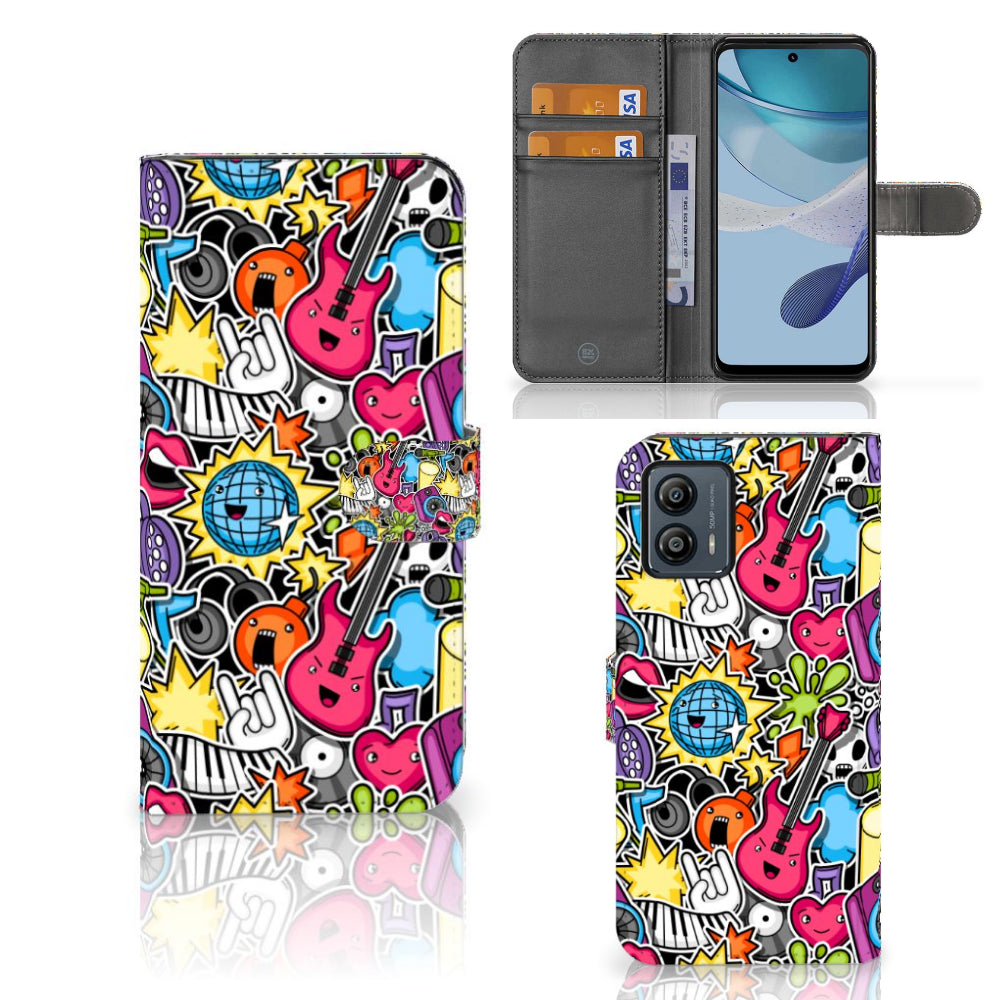 Motorola Moto G53 Wallet Case met Pasjes Punk Rock