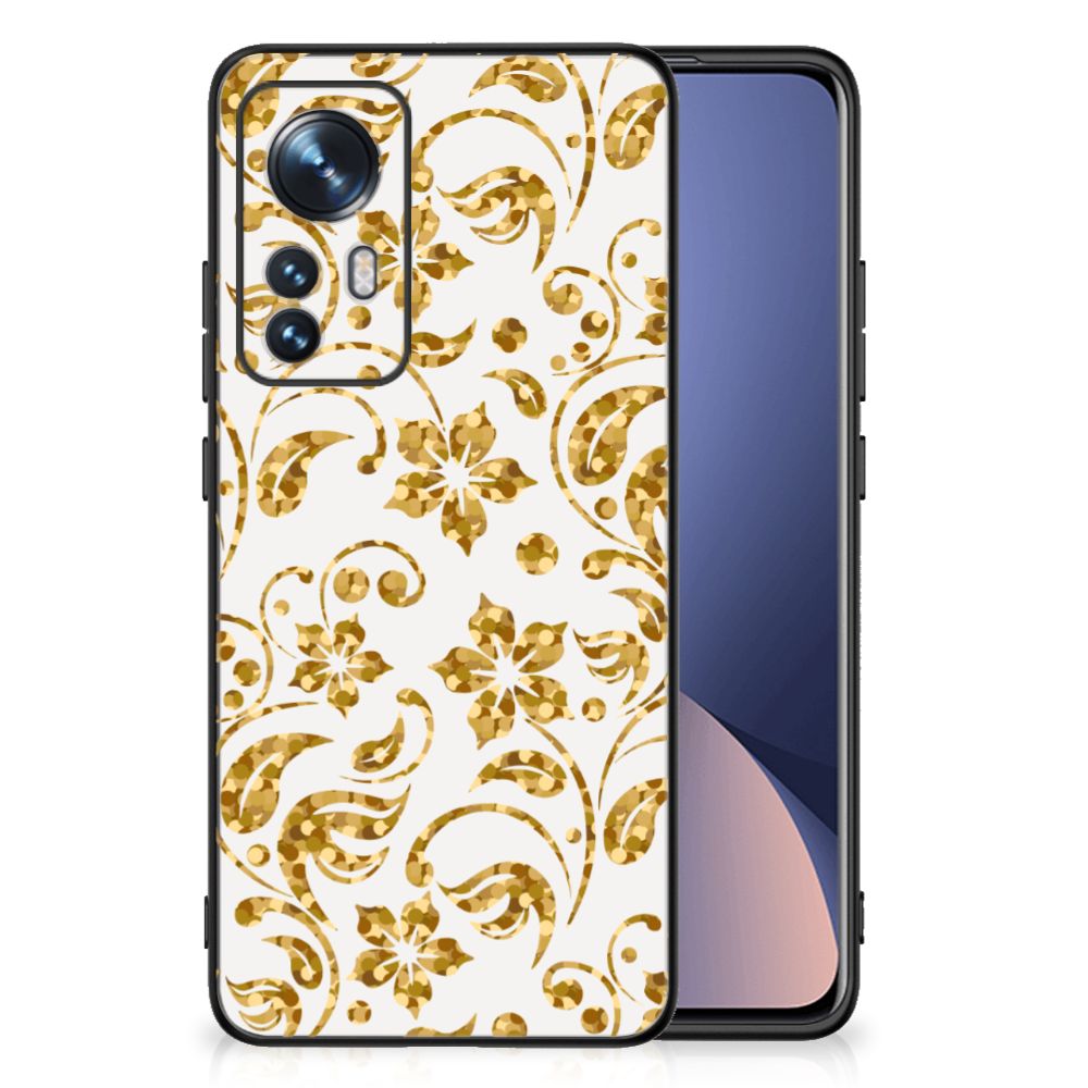 Xiaomi 12 | 12X Bloemen Hoesje Gouden Bloemen