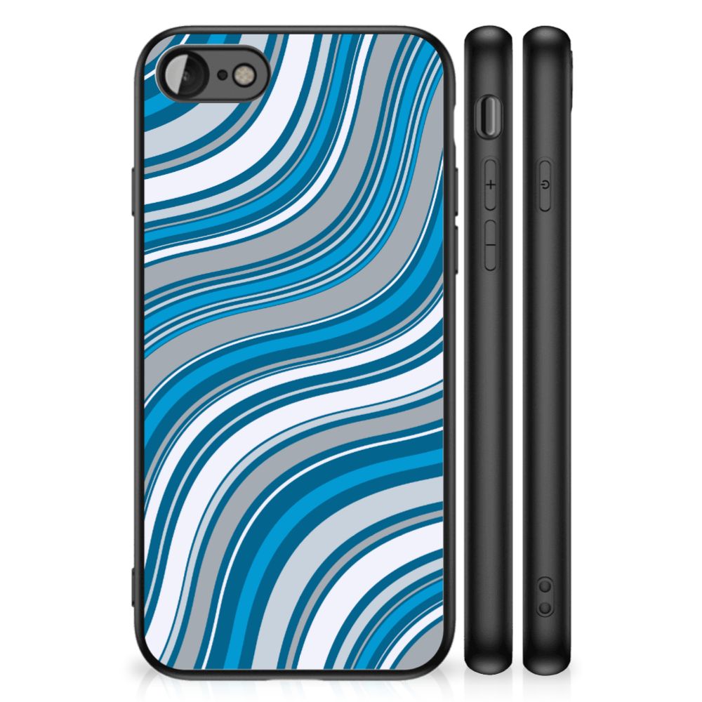 iPhone SE 2022 | SE 2020 | 7/8 Back Case Waves Blue - TPU back cover with a stylish blue wave design.