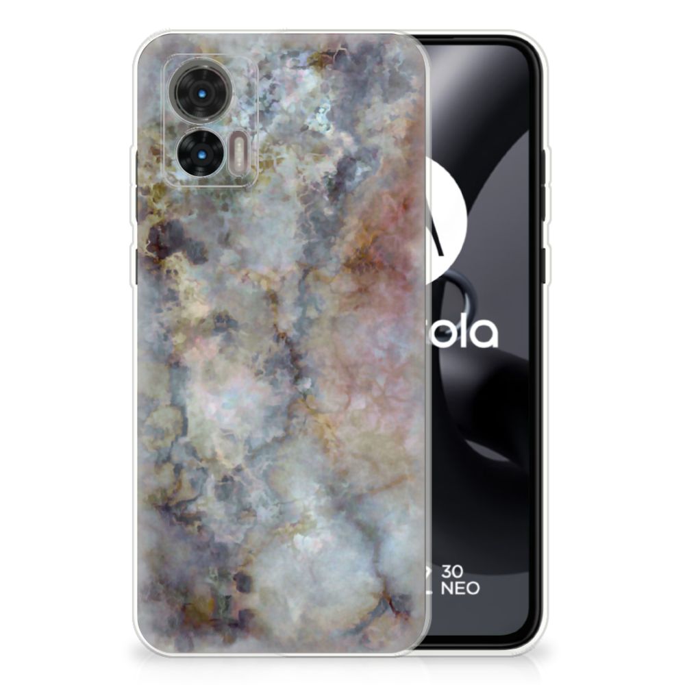 Motorola Edge 30 Neo TPU Siliconen Hoesje Marmer Grijs B2C Telecom