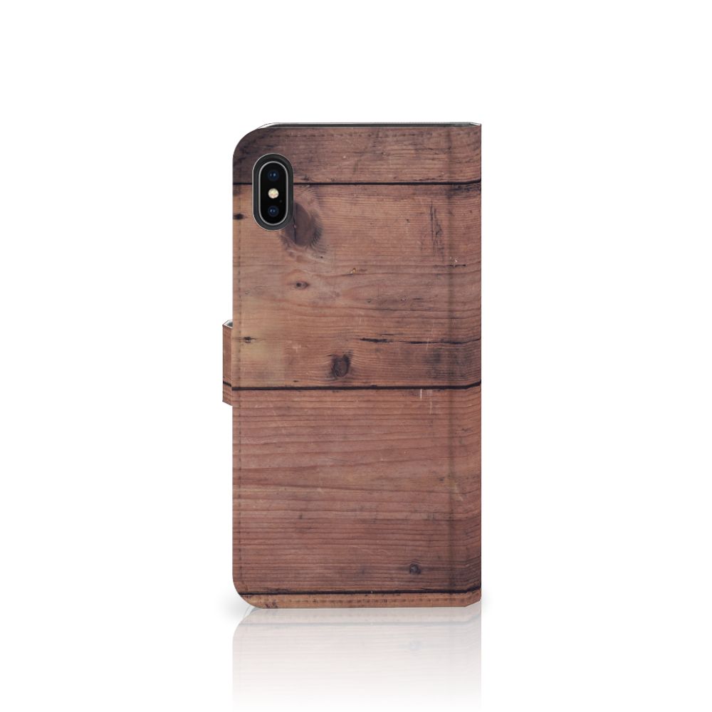Apple iPhone Xs Max Book Style Case Old Wood