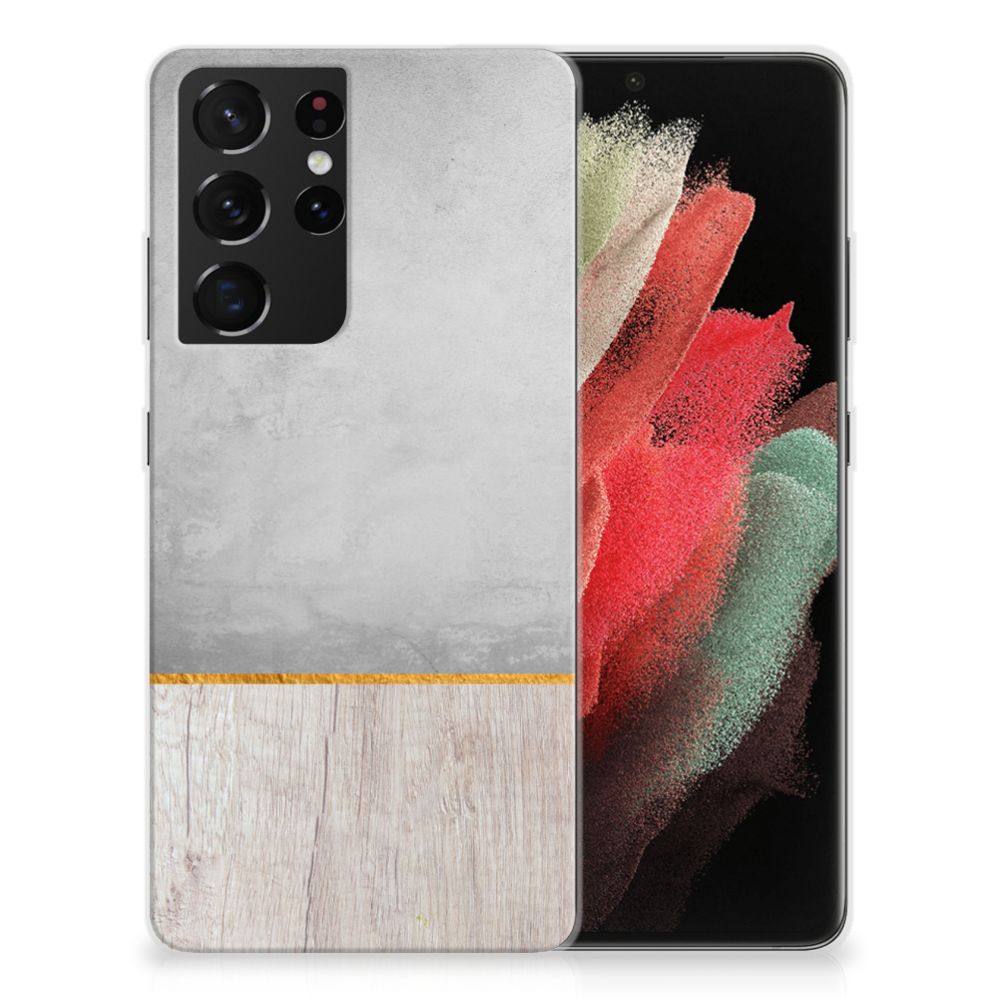 Samsung Galaxy S21 Ultra Bumper Hoesje Wood Concrete B2C Telecom