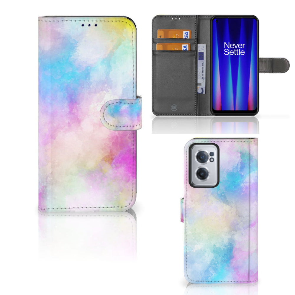 Hoesje OnePlus Nord CE 2 Watercolor Light met pasjeshouder en pastelkleuren, uniek design.