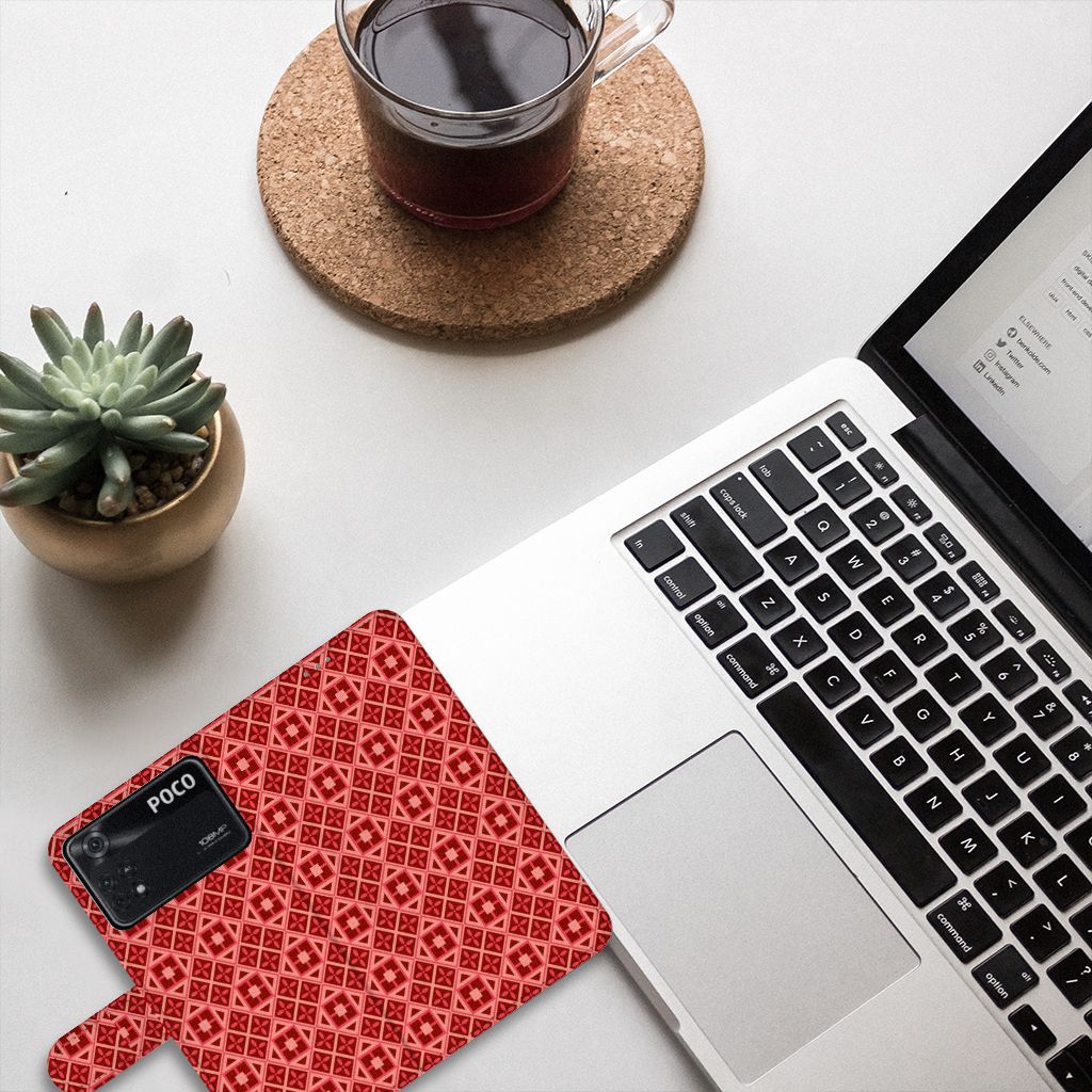 Xiaomi Poco X4 Pro 5G Telefoon Hoesje Batik Rood
