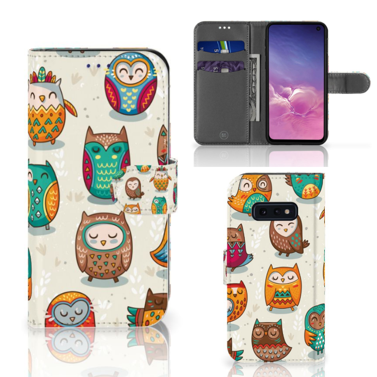 Samsung Galaxy S10e Telefoonhoesje met Pasjes Vrolijke Uilen