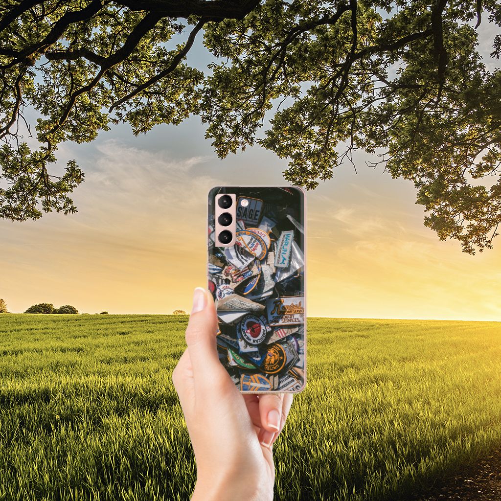 Samsung Galaxy S21 Siliconen Hoesje met foto Badges B2C Telecom