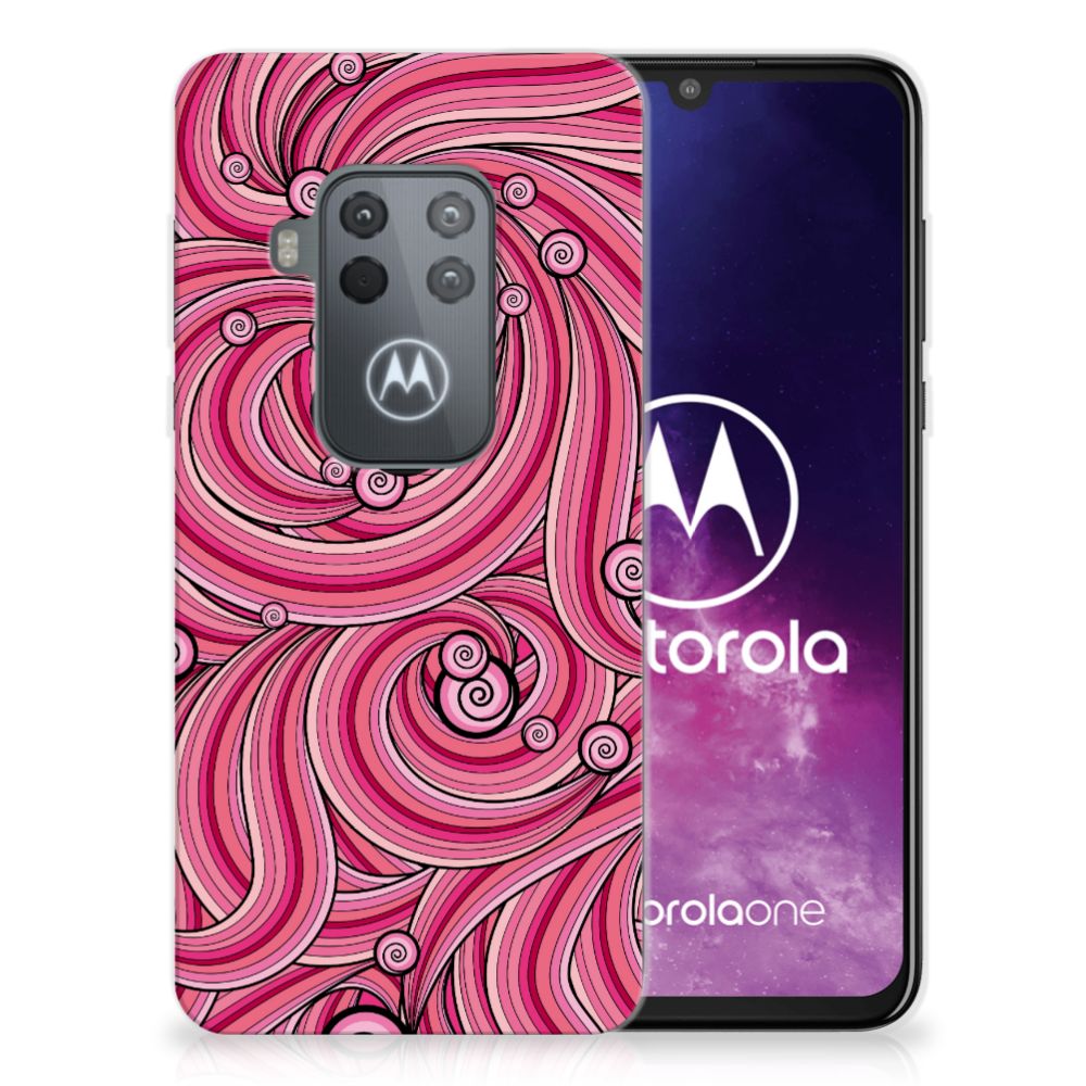 Motorola One Zoom Hoesje maken Swirl Pink