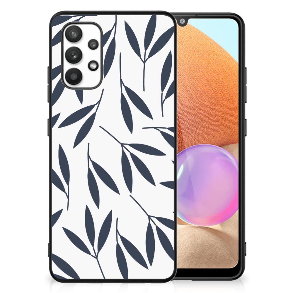 Samsung Galaxy A32 4G | A32 5G Enterprise Editie Bloemen Hoesje Leaves Blue B2C Telecom