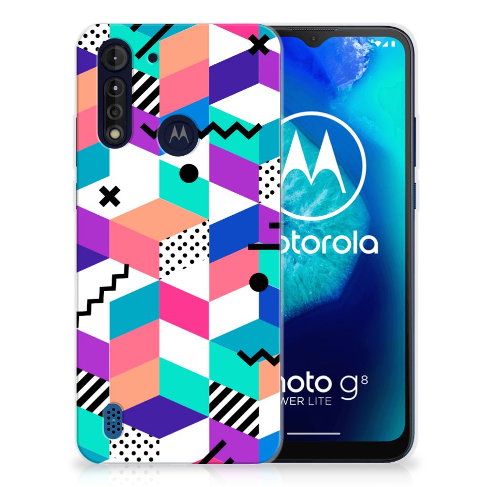 Motorola Moto G8 Power Lite TPU Hoesje Blokken Kleurrijk B2C Telecom