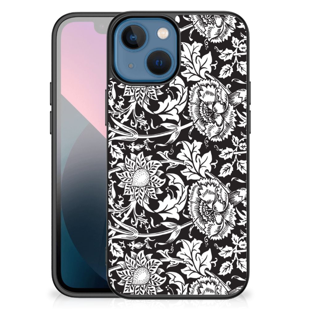 Apple iPhone 13 mini Bloemen Hoesje Black Flowers