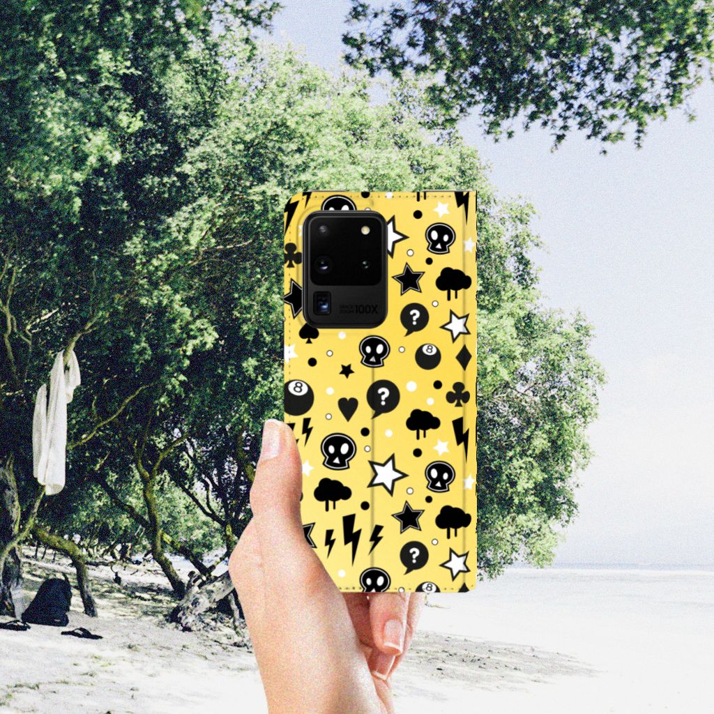 Mobiel BookCase Samsung Galaxy S20 Ultra Punk Geel - B2C Telecom